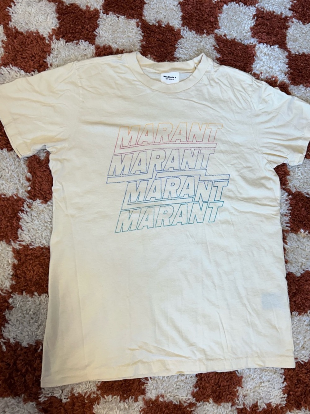 Isabel Marant Cream Hugo Logo Tee with Gradient Print size M - Picture 2 of 4